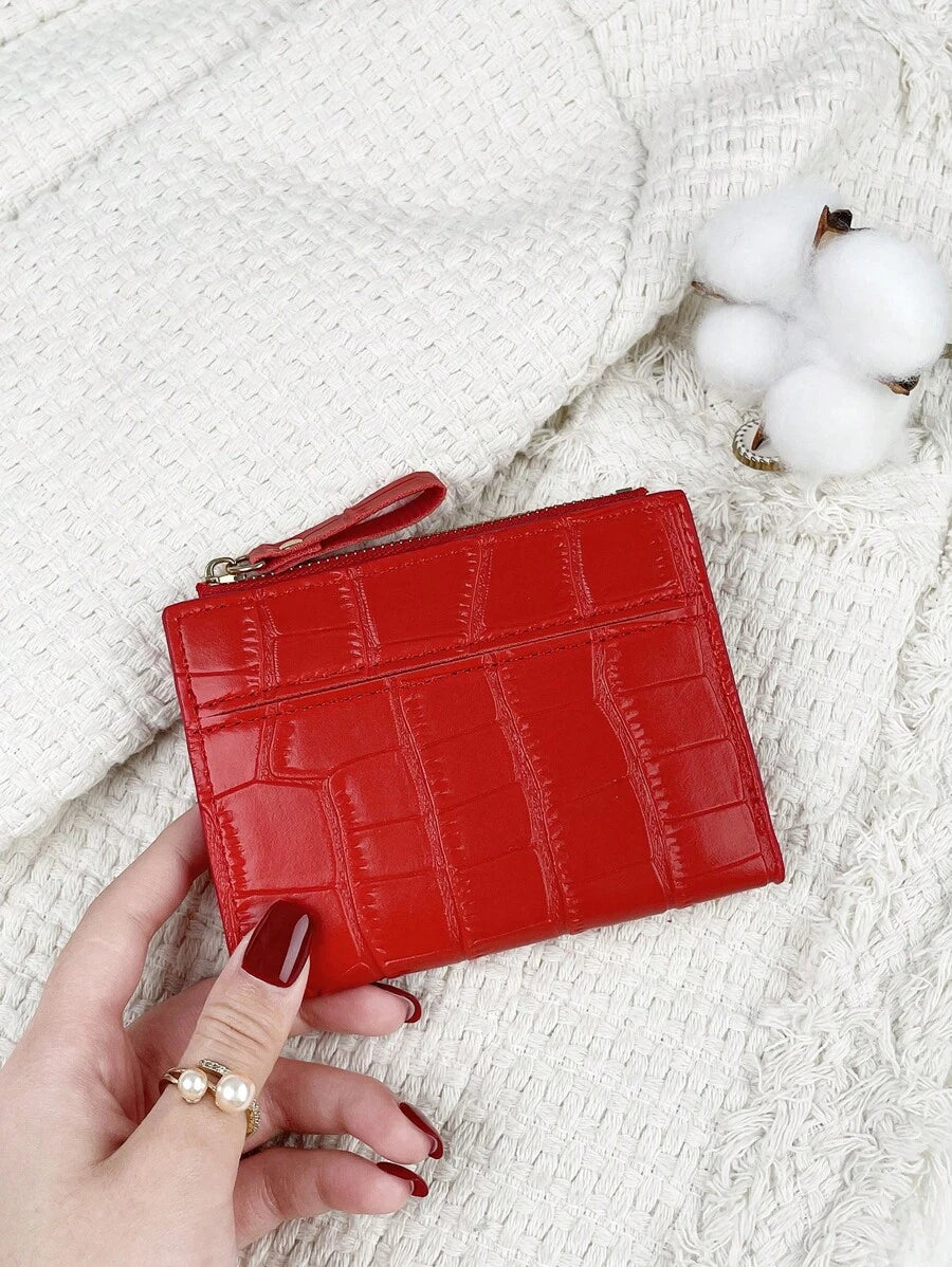 SHEIN SOUTHLAND & KANGAROO محفظة نسائية حمراء صغيرة قابلة للطي
