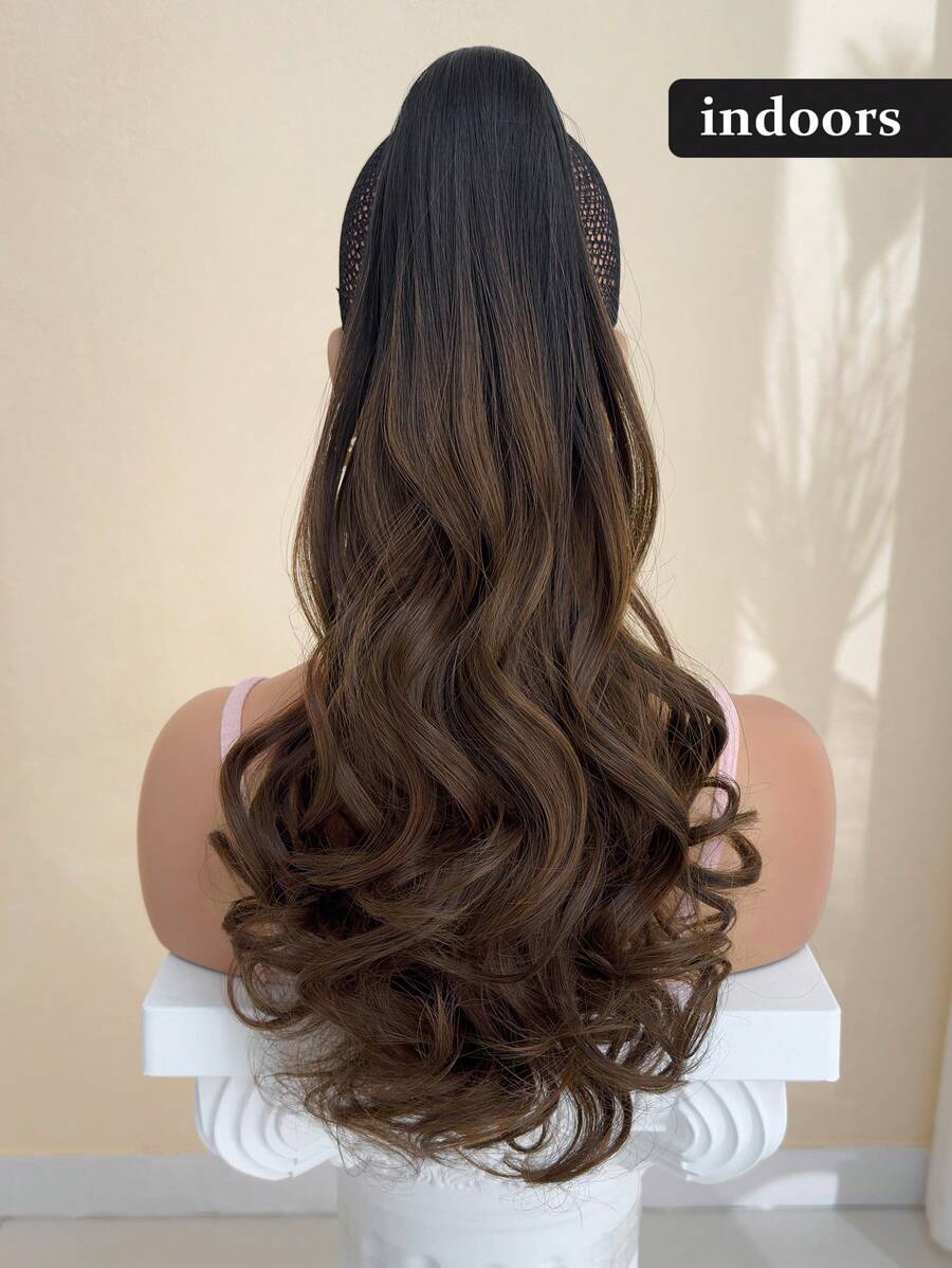 SHEIN باروكة شعر ممدة بوني تيل 24 بوصة بلون بني