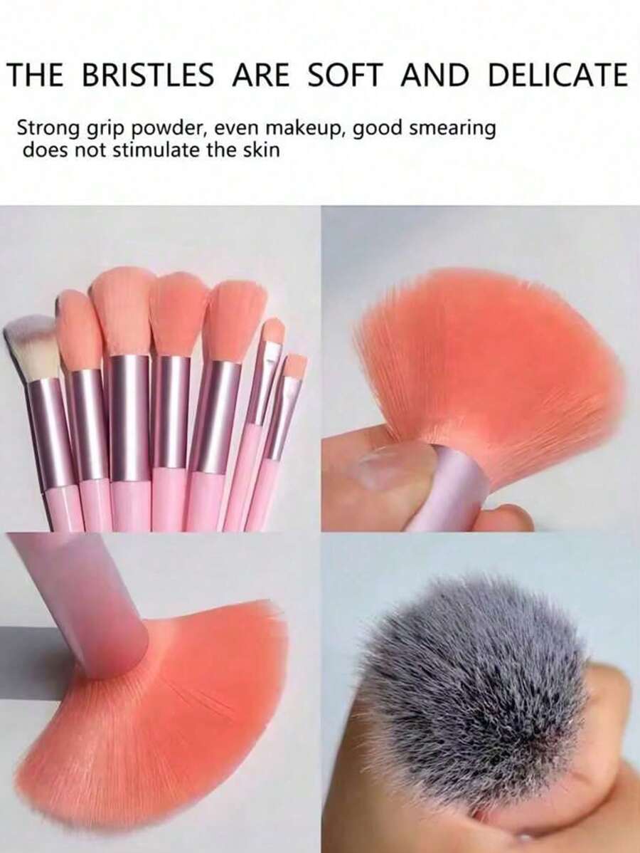 SHEIN طقم فرش مكياج 13 قطعة وردي مع 2 إسفنجة