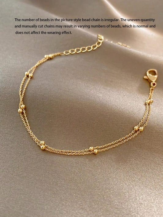 SHEIN سوار ذهبي مزدوج بفصوص خرز