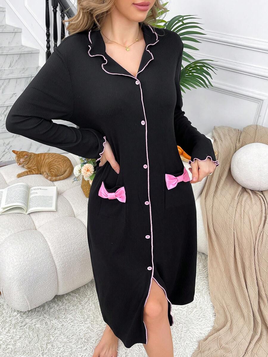 SHEIN ثوب نوم بيبي دول بفيونكة قطيفة