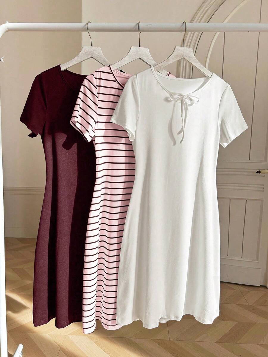 SHEIN طقم بيجامة 3 قطع بألوان متنوعة