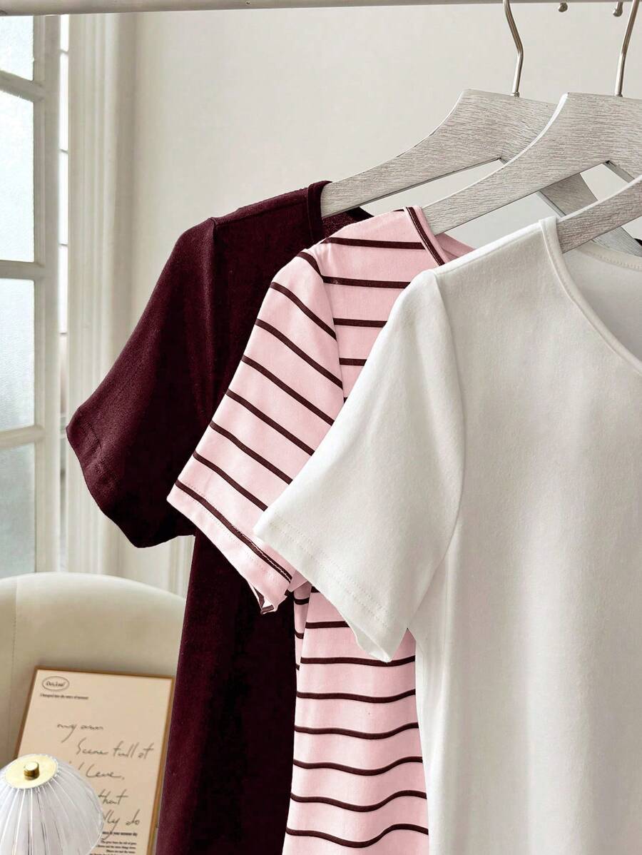 SHEIN طقم بيجامة 3 قطع بألوان متنوعة