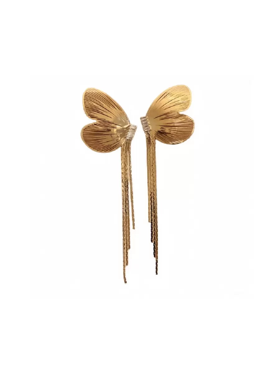 SHEIN زوج أقراط فراشة ذهبية بأجنحة سلكية