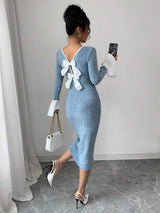 SHEIN Selianne فستان ازرق مكشوف الظهر أنيق