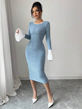 SHEIN Selianne فستان ازرق مكشوف الظهر أنيق