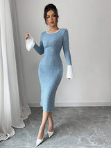 SHEIN Selianne فستان ازرق مكشوف الظهر أنيق