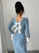 SHEIN Selianne فستان ازرق مكشوف الظهر أنيق