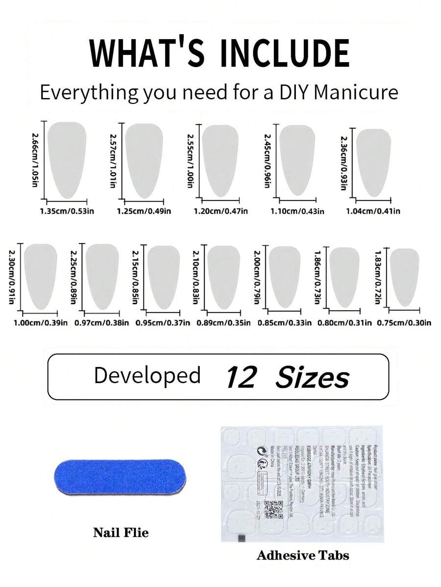 SHEIN أظافر 24 قطعة لوز طويل بنجمة ثمانية أطراف مع غراء وشريط ملف