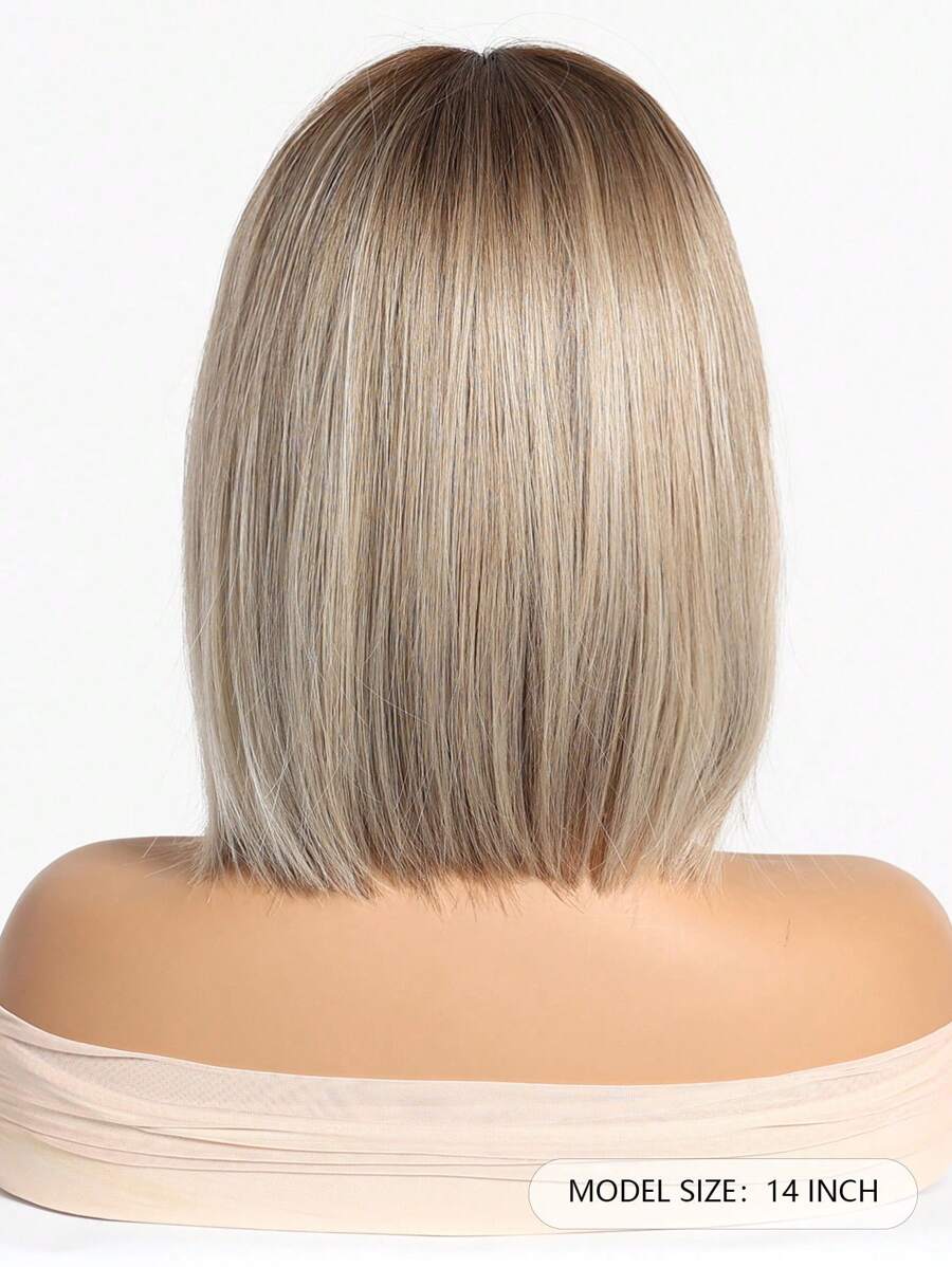 SHEIN باروكة شعر 14 بوصة بلون أوبر من البني و الأسود الأشقر مقاومة للحرارة