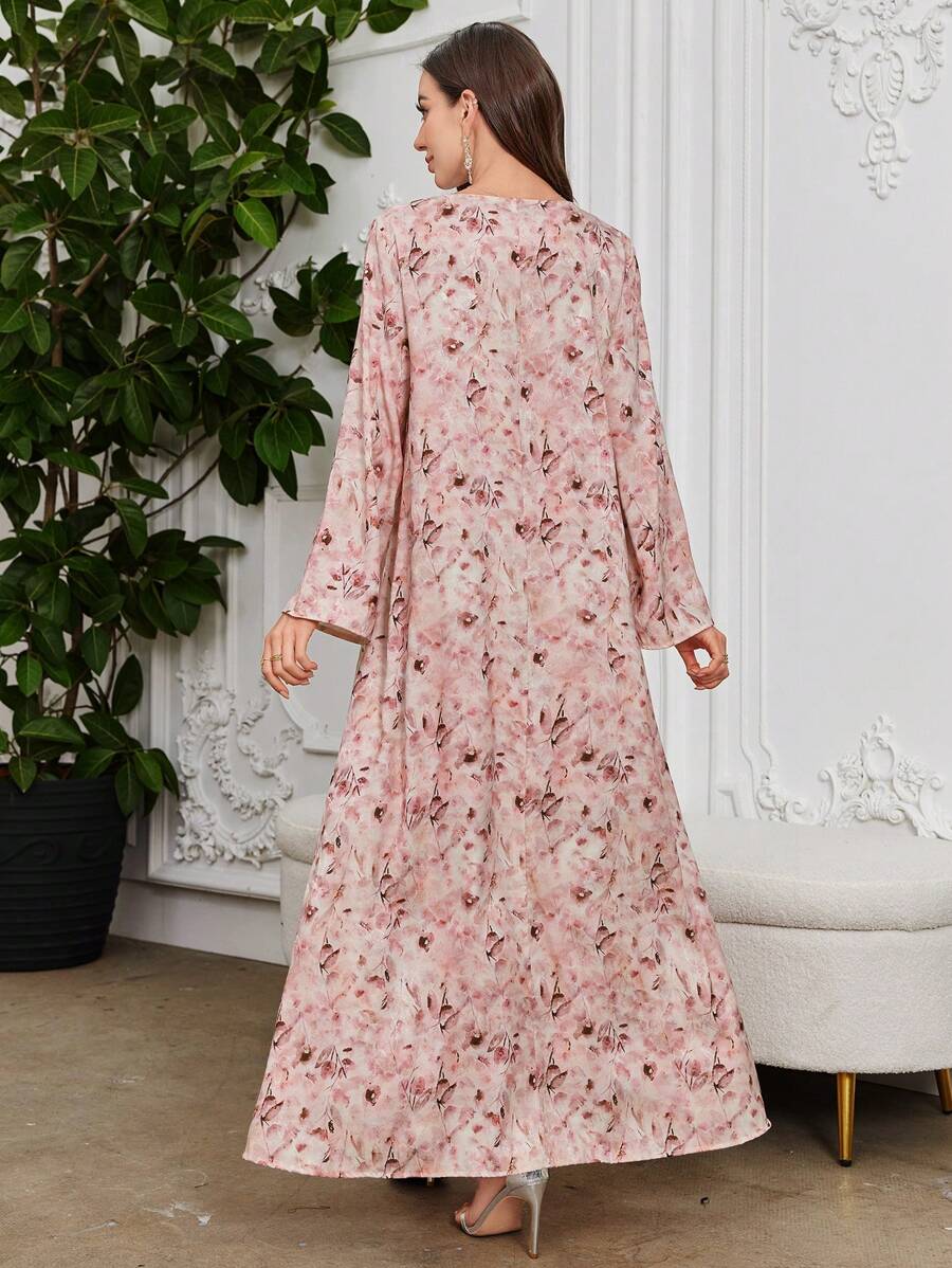 SHEIN Al Najma فستان وردي فضفاض محتشم بالأسلوب العربي
