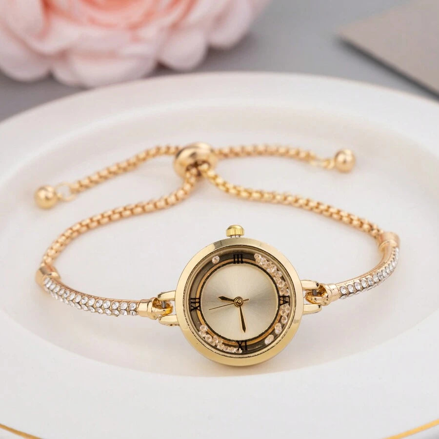 SHEIN ساعة نسائية كوارتز كاجوال مرصعة