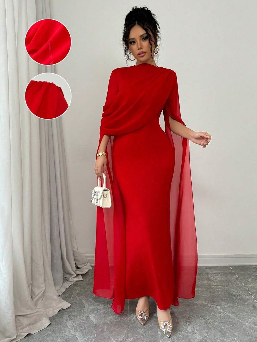 SHEIN PETITE فستان سهرة أحمر