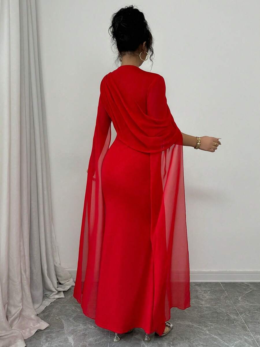 SHEIN PETITE فستان سهرة أحمر