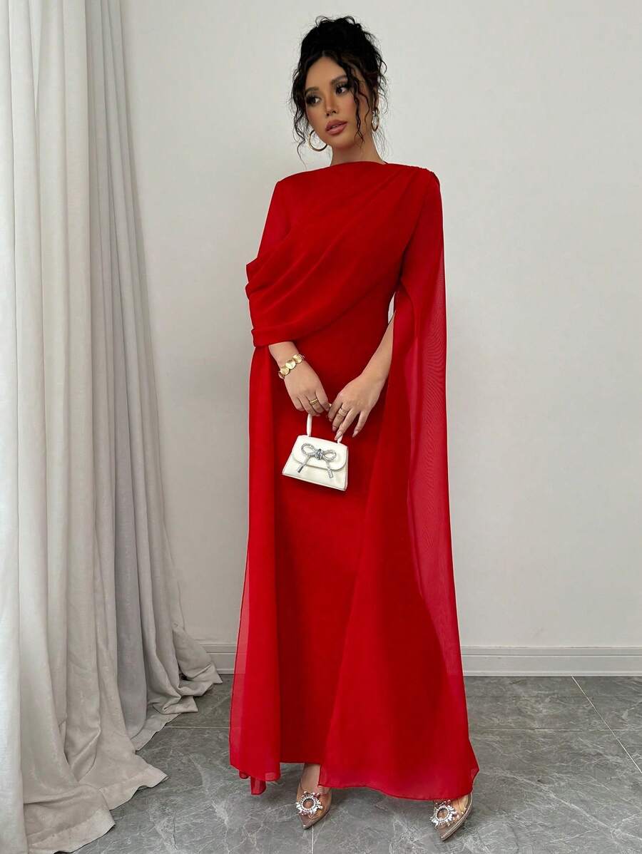SHEIN PETITE فستان سهرة أحمر