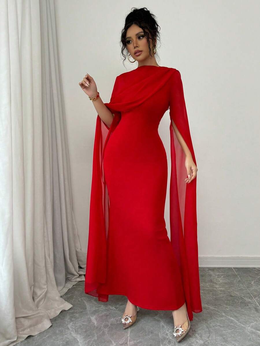 SHEIN PETITE فستان سهرة أحمر