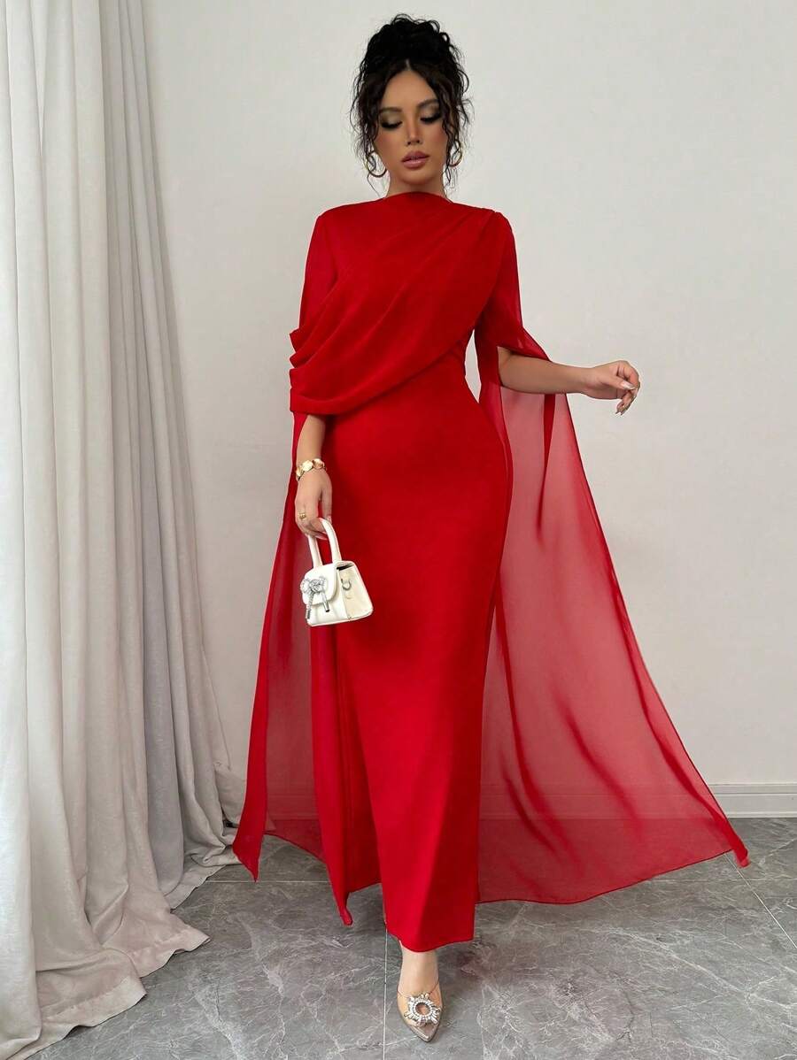 SHEIN PETITE فستان سهرة أحمر