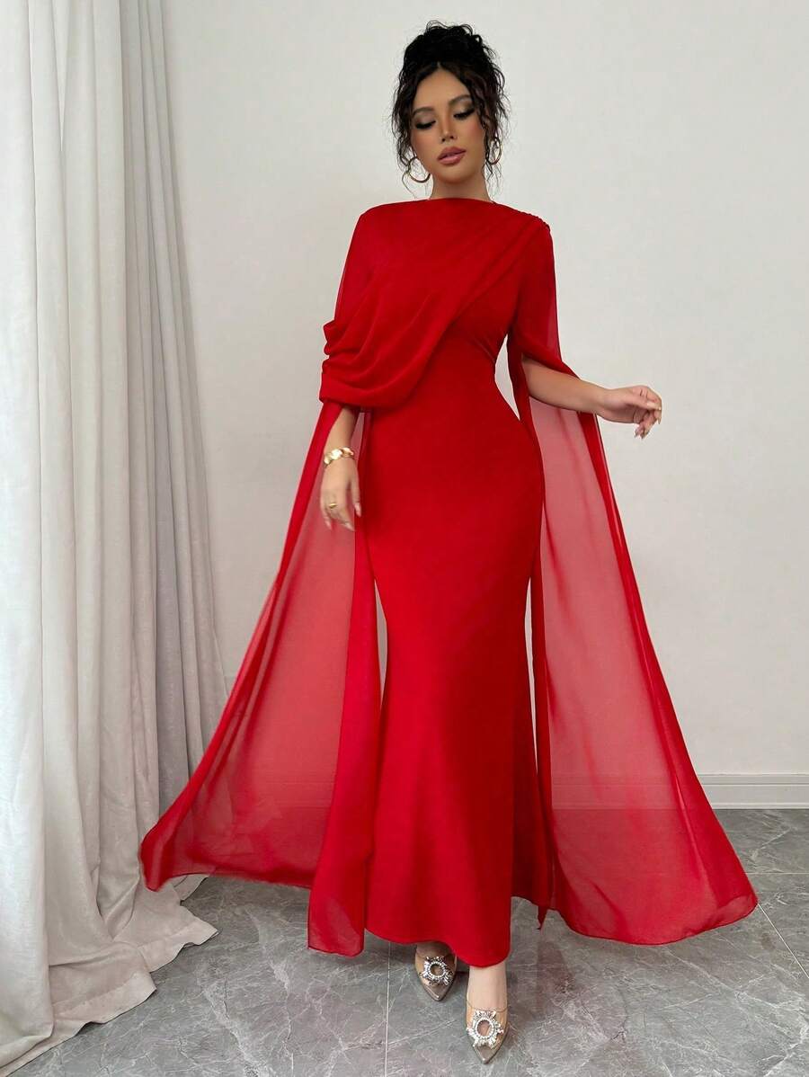 SHEIN PETITE فستان سهرة أحمر