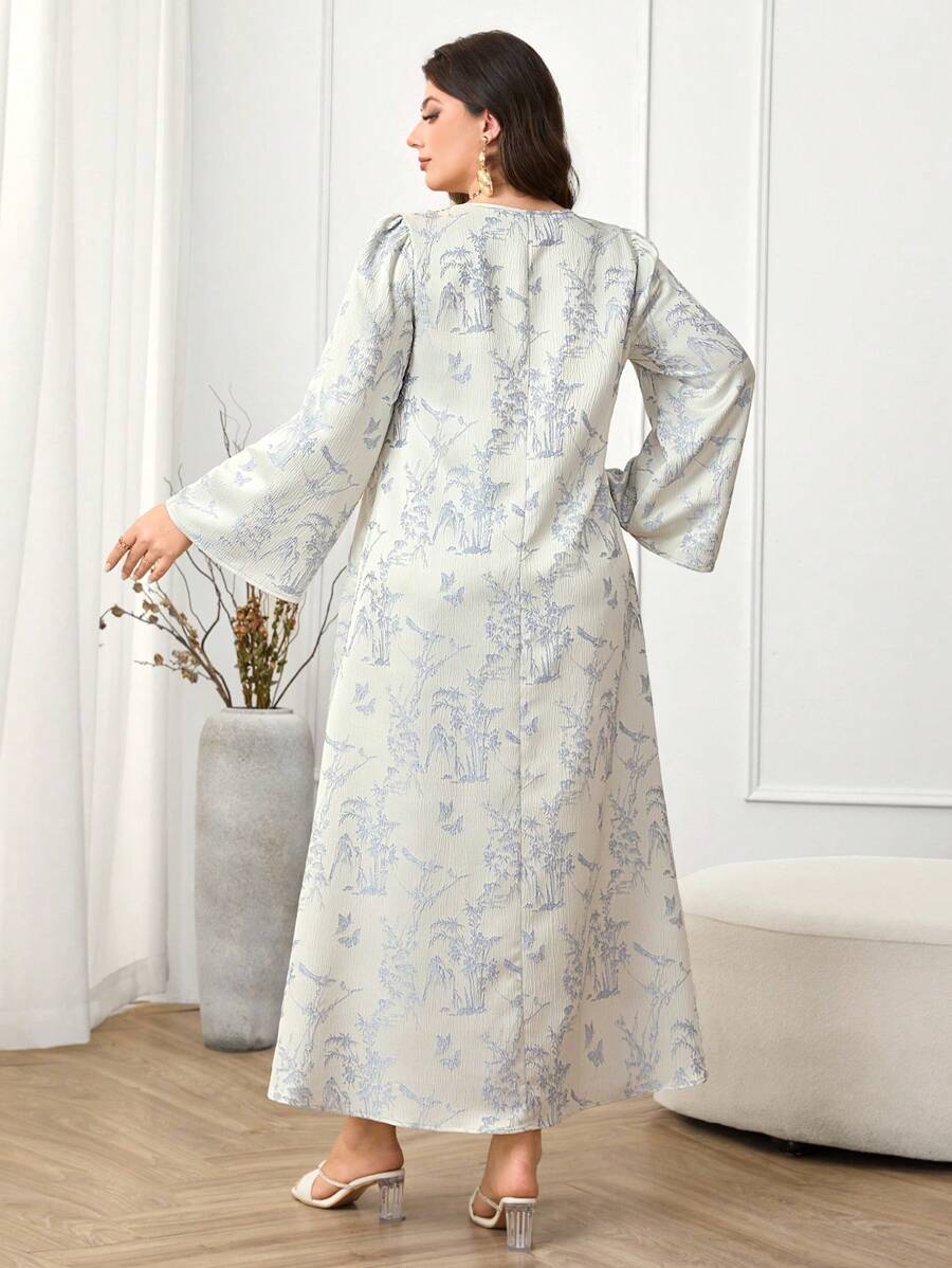 SHEIN Najma CURVE فستان كاجوال بسيط بمقاسات كبيرة للنساء بأسلوب عربي