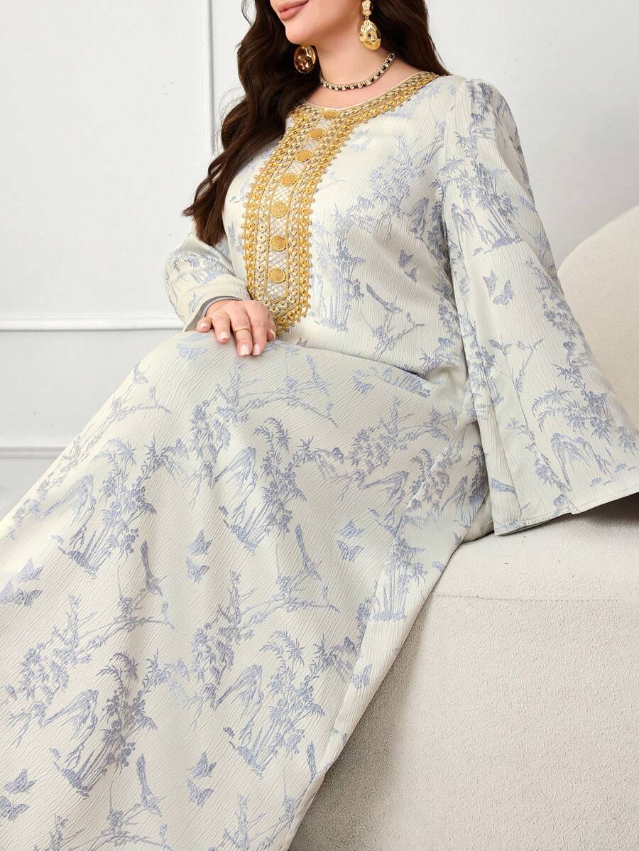 SHEIN Najma CURVE فستان كاجوال بسيط بمقاسات كبيرة للنساء بأسلوب عربي