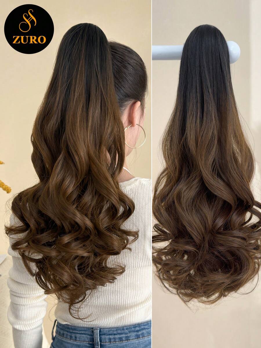 SHEIN باروكة شعر ممدة بوني تيل 24 بوصة بلون بني