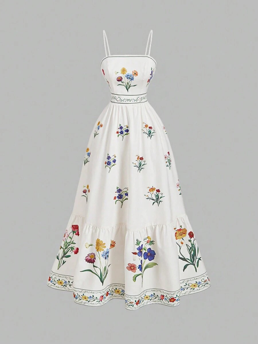 SHEIN MOD فستان  بوهيمي بطبعة زهور ملونة رقيقة