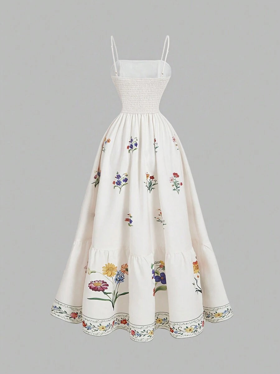 SHEIN MOD فستان  بوهيمي بطبعة زهور ملونة رقيقة