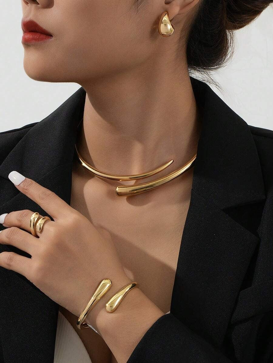 SHEIN طقم مجوهرات من سبائك هندسية راقية