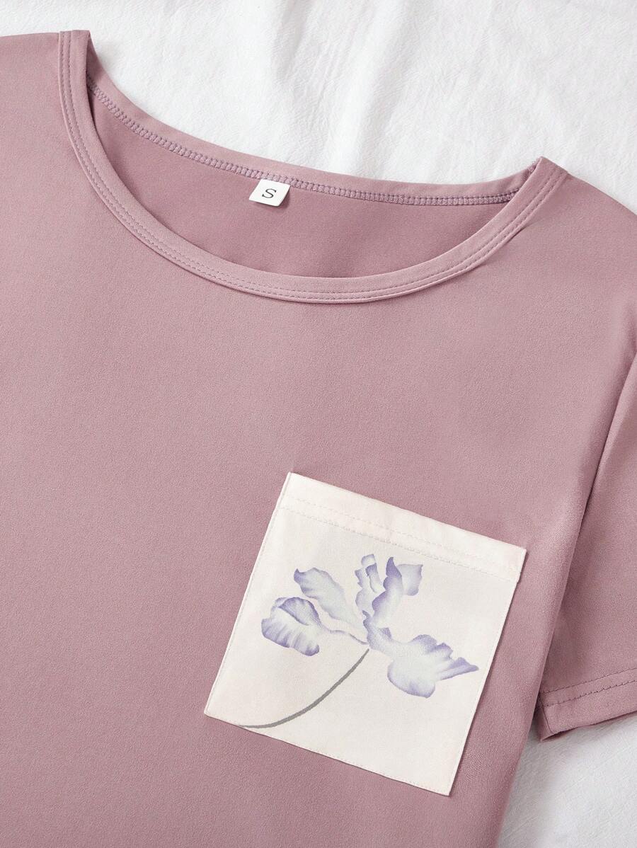 SHEIN طقم بيجامة 3 قطع مريح وأنيق بطبعة الأزهار