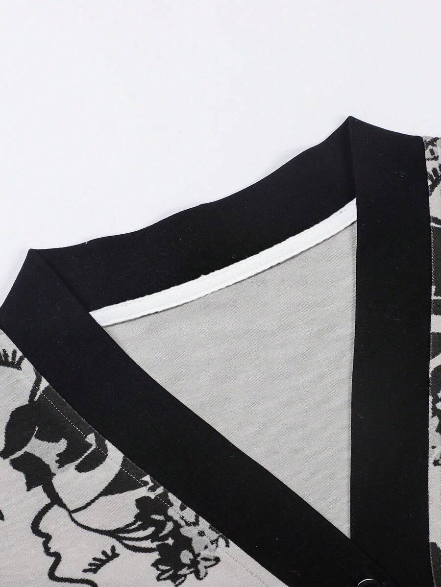 SHEIN طقم بيجامة قطعتين بأكمام طويلة وبنطلون