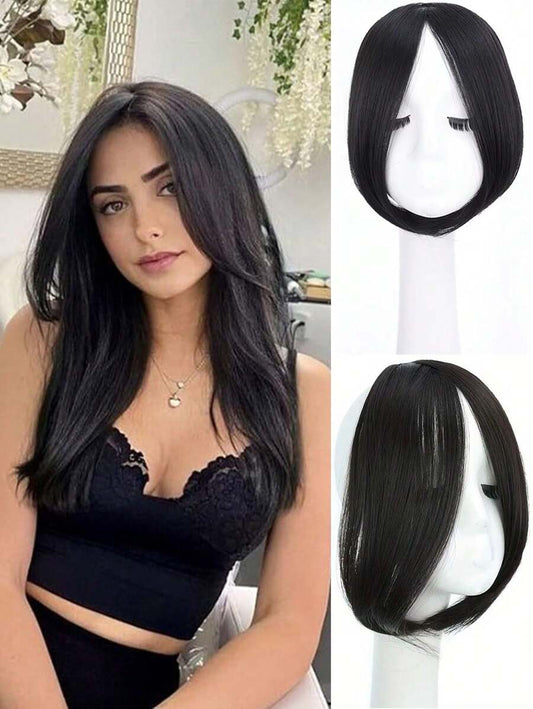 SHEIN باروكة شعر صناعي أسود بطول 12 بوصة