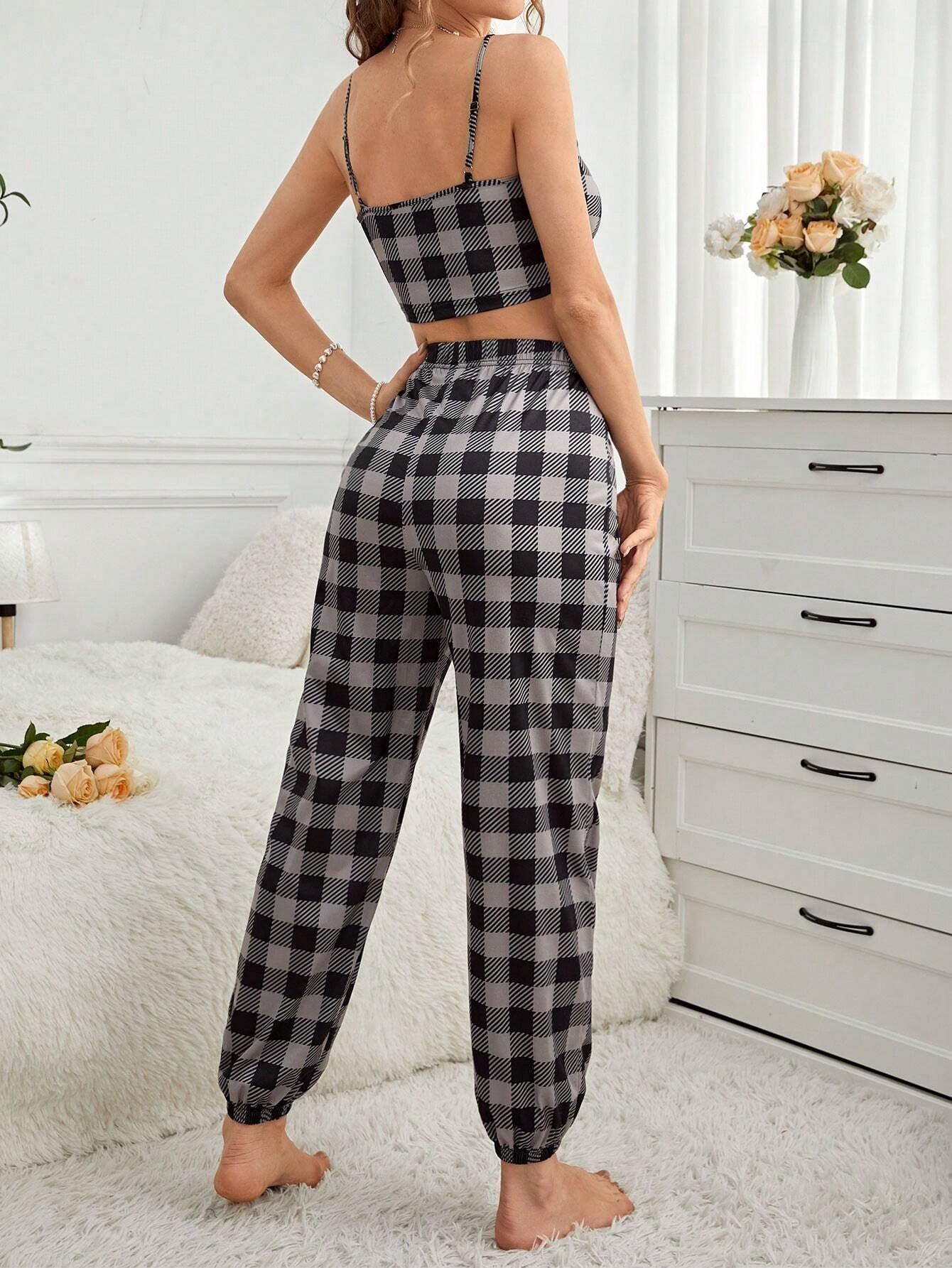 Plaid Pattern Women'S Pajama Set