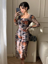 SHEIN DAZY فستان بأكمام طويلة بطبعات زهرية