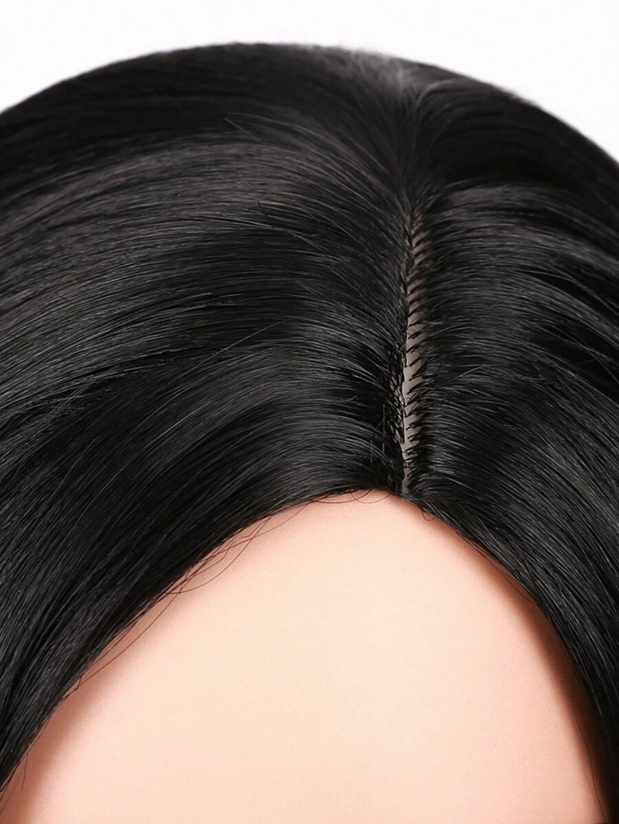 SHEIN باروكة قصيرة بقصة جانبية سوداء طبيعية