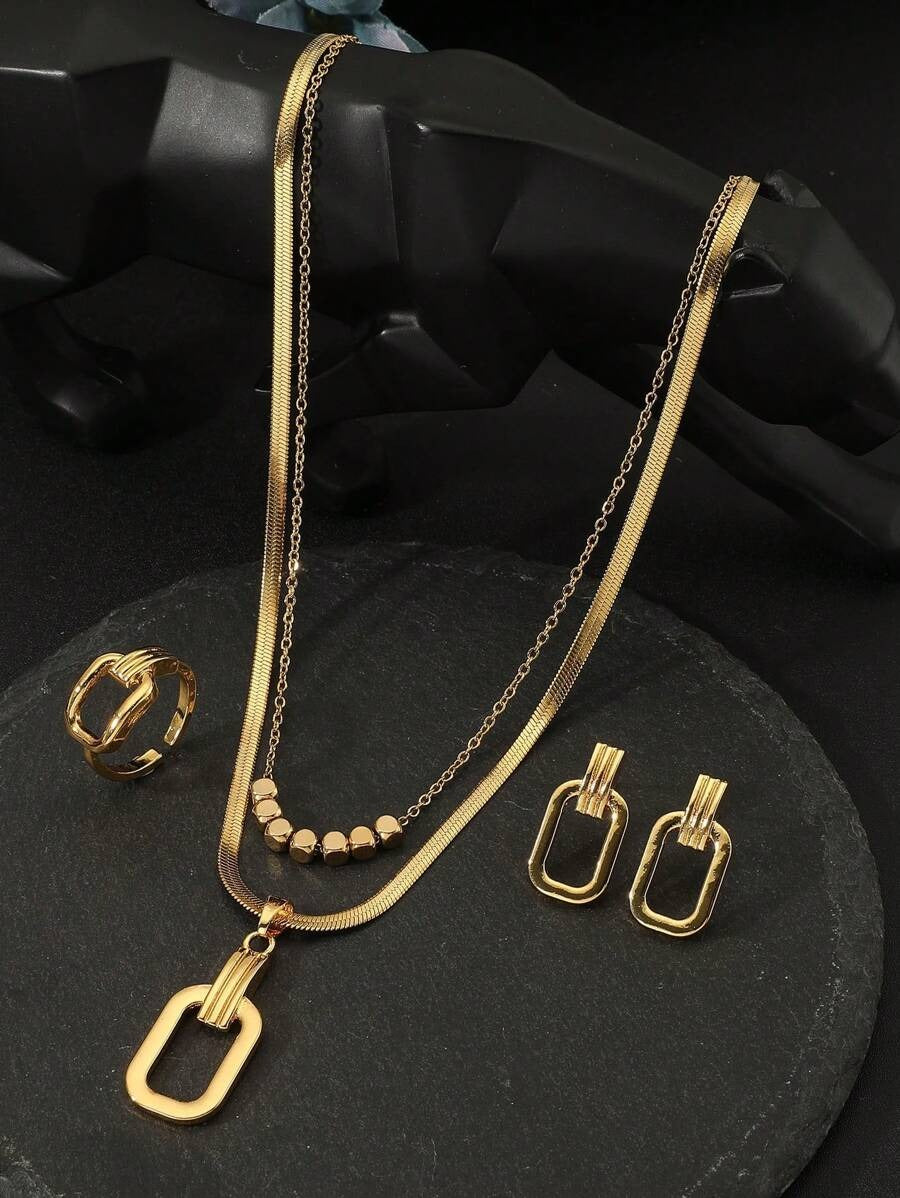 SHEIN طقم مجوهرات 4 قطع ذهبي