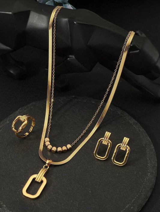 SHEIN طقم مجوهرات 4 قطع ذهبي