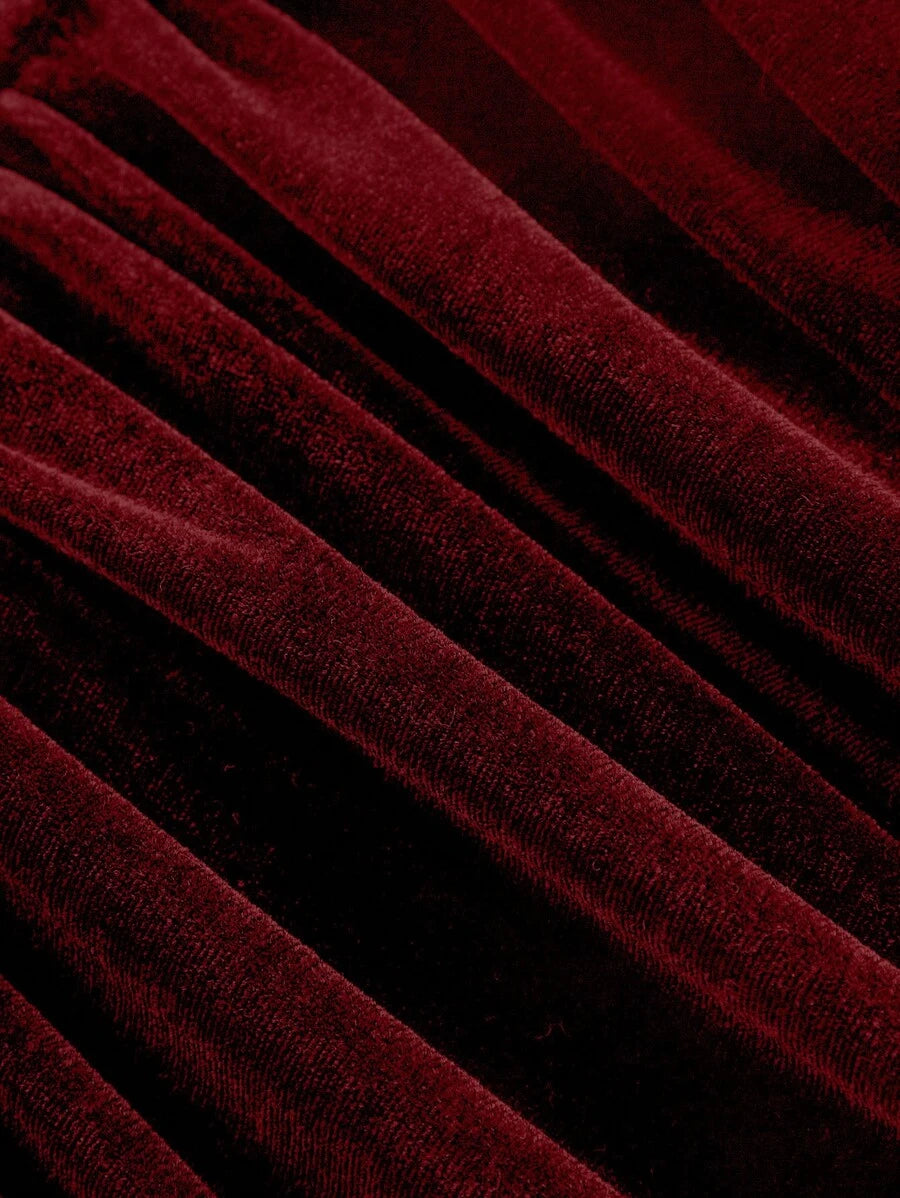 SHEIN MOD فستان عنابي  رسمي بأشرطة لؤلؤ