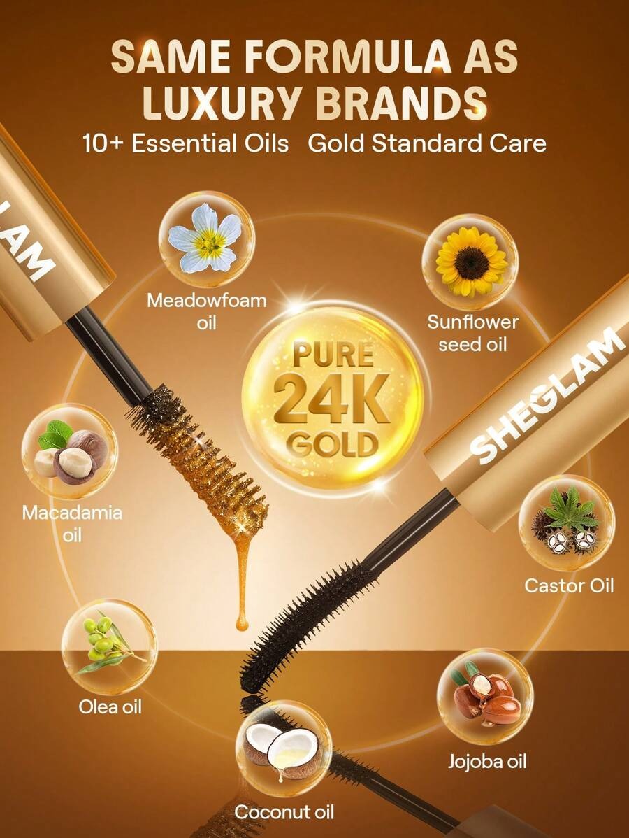 SHEGLAM 24K All-In-One ماسكارا متعددة التأثيرات لإطلالة فاخرة