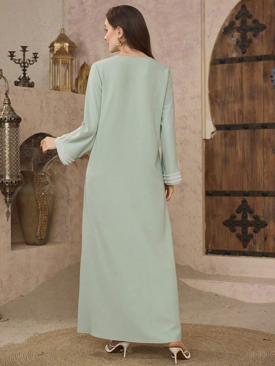 SHEIN Al Najma عباءة طويلة منفرة بتطريز وتطعيمات كفتان