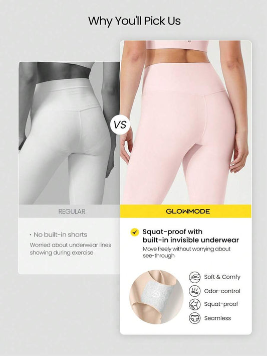 SHEIN GLOWMODE بنطلون ضاغط بطول 24 بوصة مع ملابس داخلية مدمجة ودعم خفيف