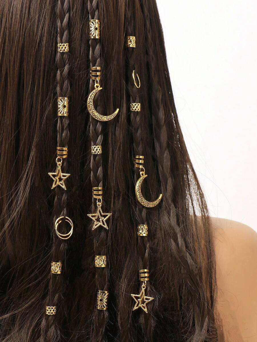 SHEIN طقم 45 قطعة إكسسوارات ضفائر هلال وكوكب أنيقة وفريدة