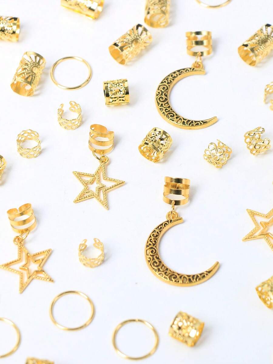 SHEIN طقم 45 قطعة إكسسوارات ضفائر هلال وكوكب أنيقة وفريدة