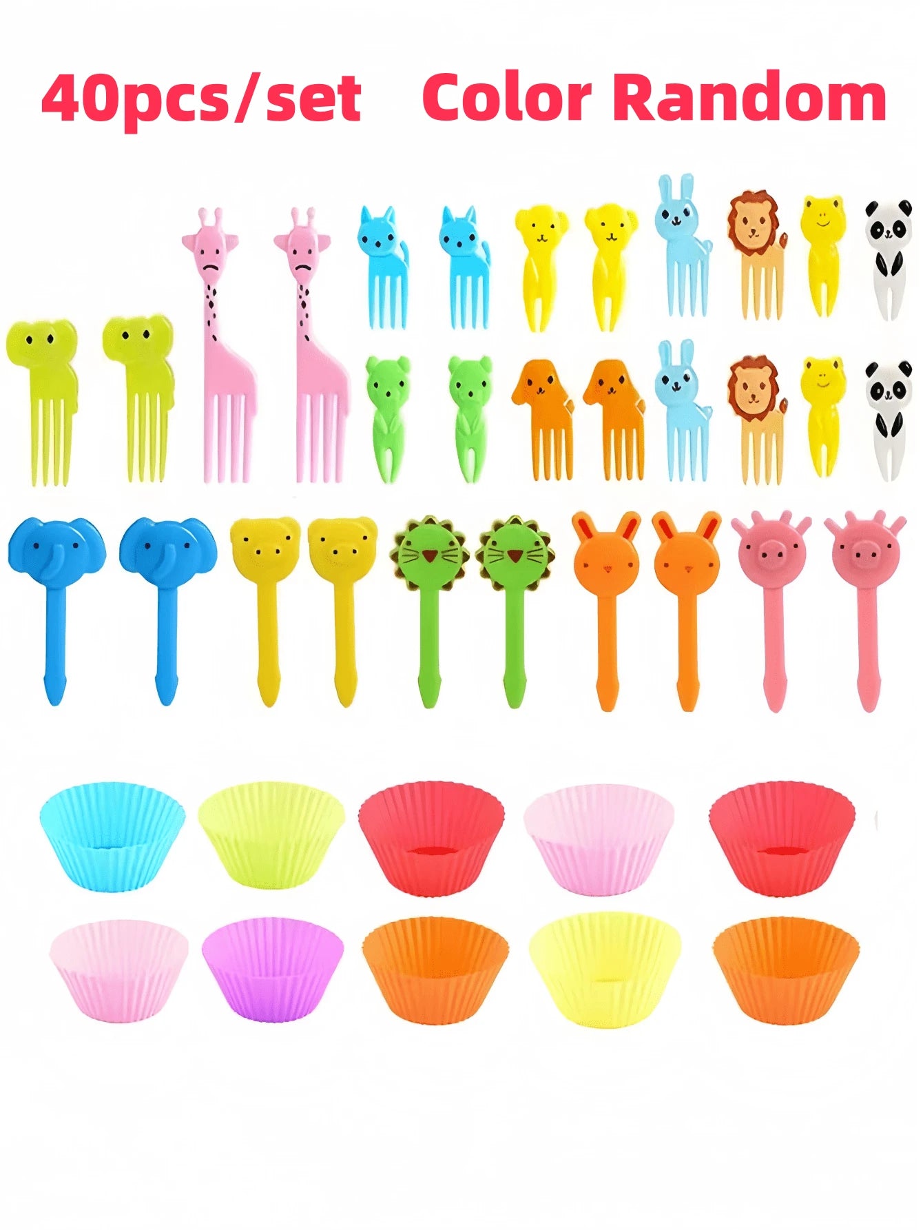 SHEIN أكواب مافن سيليكون وشوك فواكه لصندوق الغداء