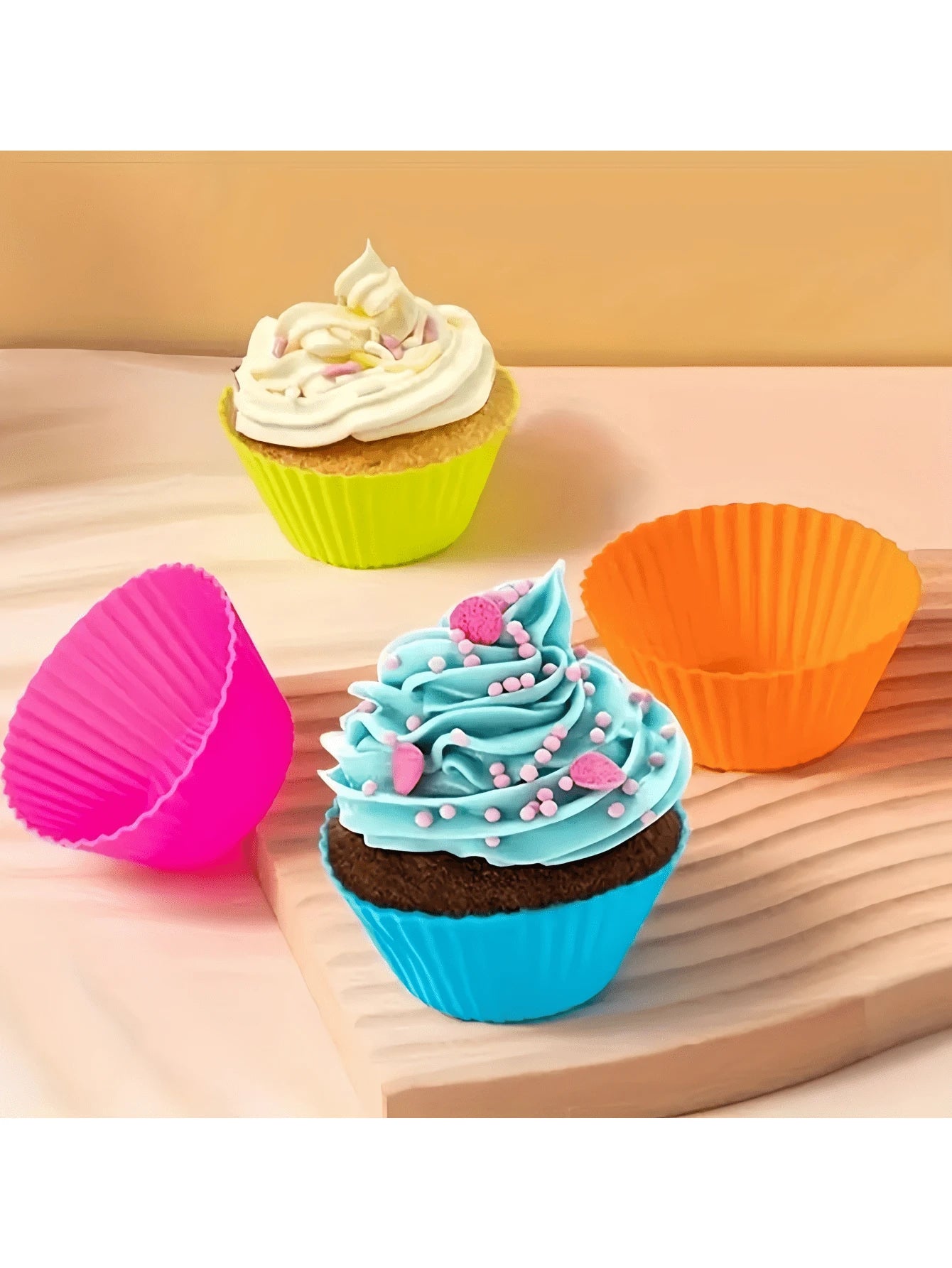 SHEIN أكواب مافن سيليكون وشوك فواكه لصندوق الغداء