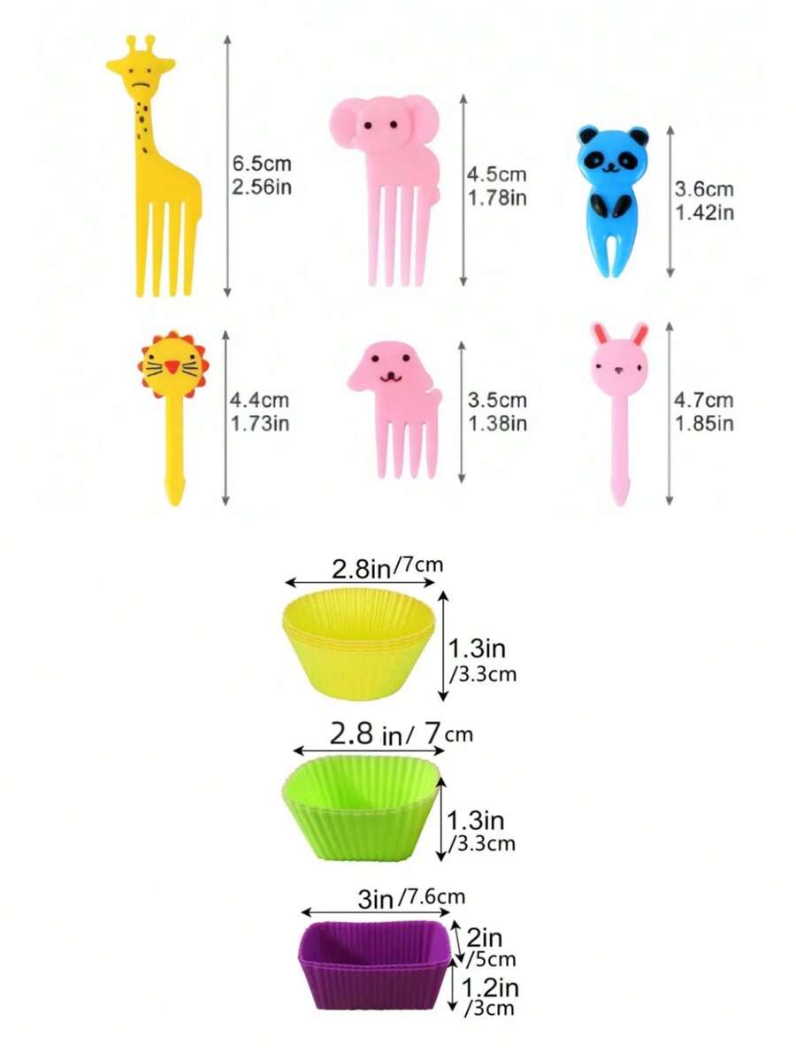 SHEIN أكواب مافن سيليكون وشوك فواكه لصندوق الغداء