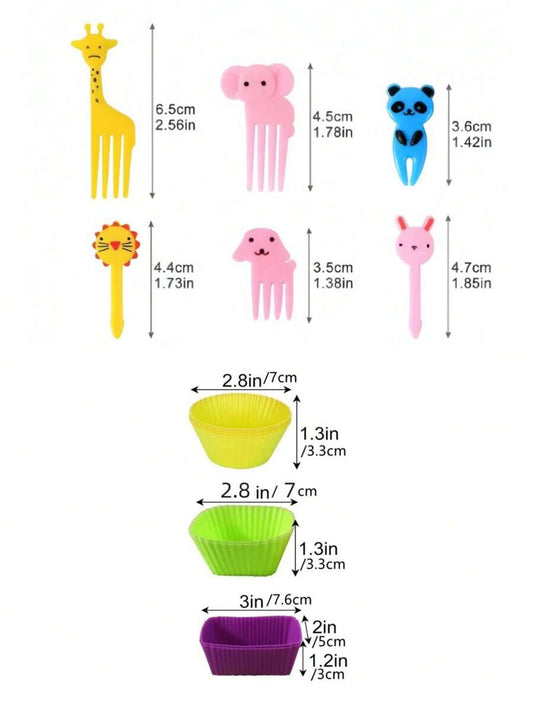 SHEIN أكواب مافن سيليكون وشوك فواكه لصندوق الغداء