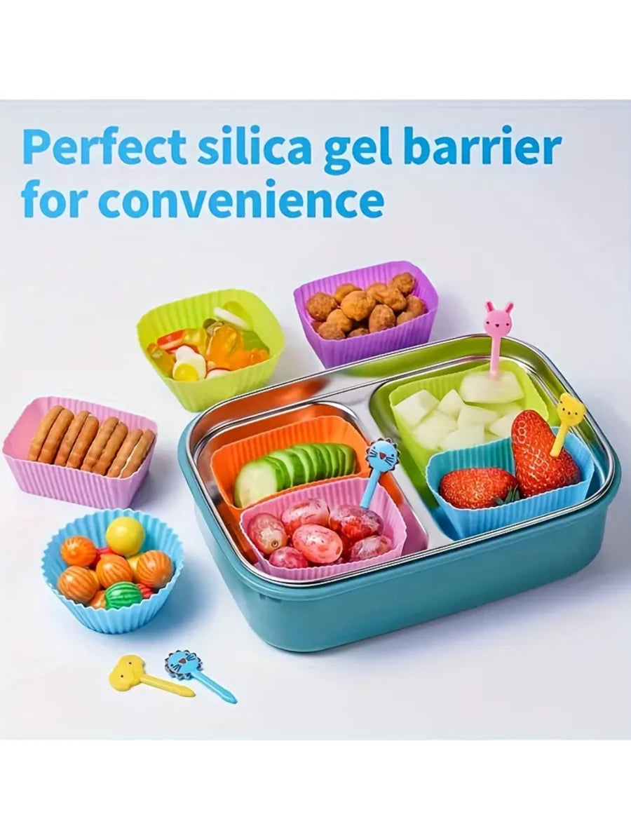 SHEIN أكواب مافن سيليكون وشوك فواكه لصندوق الغداء