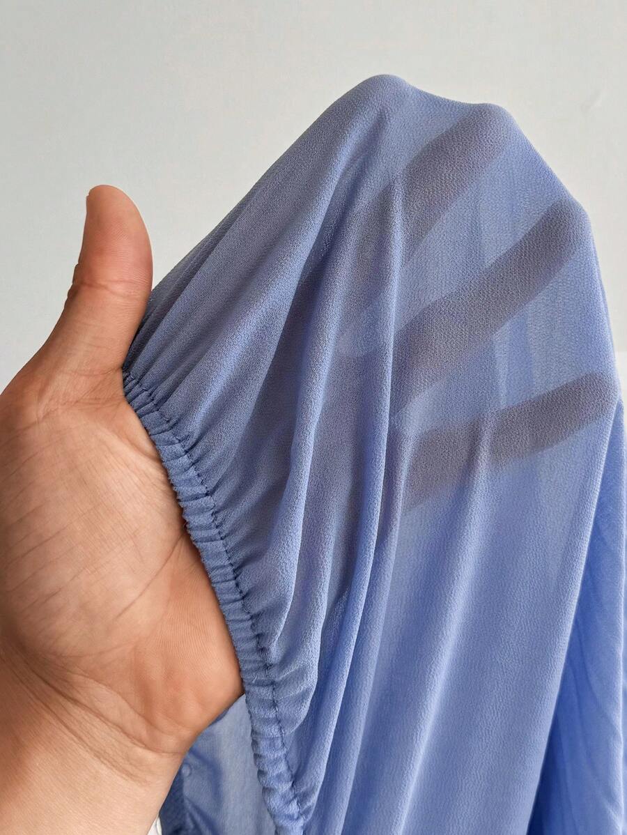 SHEIN Celure فستان شيفون أنيق طويل الأكمام بطيات