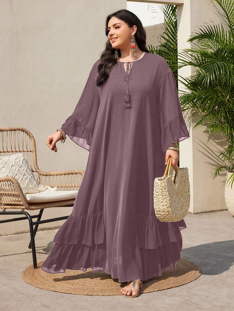 SHEIN Mulvari فستان أرجواني اللون بخصر متموج
