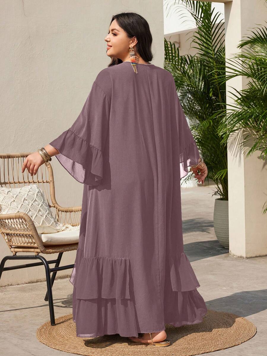 SHEIN Mulvari فستان أرجواني اللون بخصر متموج